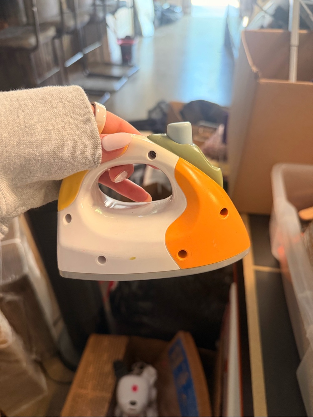 Kids Play Iron Toy - White, Orange & Green